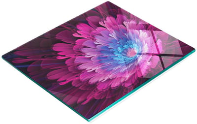 Multifunctionele decoratieve glazen snijplank voor de keuken, fractal bloemmotief, 60x52 cm