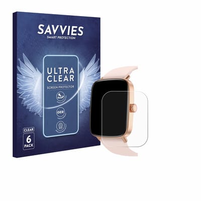 Savvies - Screenprotector voor Yoever Smartwatch 1.85" - Folie Beschermfolie transparant 6 Stuks