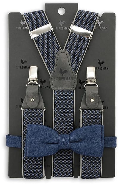 Sir Redman - Bretels met strik - bretels combi pack Don Diamond denim - blauw / grijs