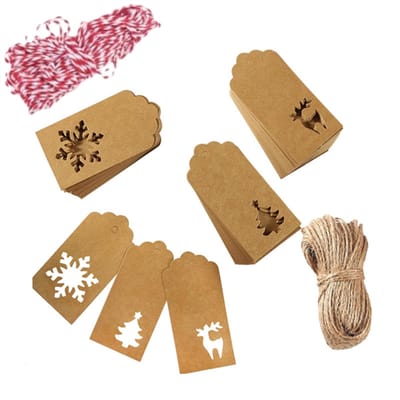 120 Stuks Cadeau tags - kraftpapier/karton aan touwtjes – Cadeaulabels – Beschrijfbaar - Kartonnen Cadeaulabels - Bruine Etiketten – cadeaukaartjes - LOUZIR