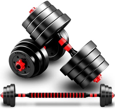 DnA® Verstelbare Dumbells - Verstelbare Dumbbells - Dumbell Set - Verstelbare Dumbell - Zwart/Rood - 13cm x 5cm x 5cm