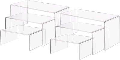 6 Stuks Acryl Display Platter Stand U Vormige Sieradenhouder met 3 Niveaus voor Etalage en Tafeldecoratie