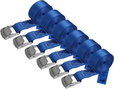 Spanband met Klemgesp Set - Robuuste Bevestigingsband voor Bagage en Lading - Blauw - 250 kg Draagvermogen