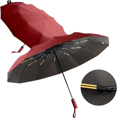 Nivard Moderne Golf Paraplu - Stormparaplu - Opvouwbaar - Windproof - Stormproef - UV Bescherming - Umbrella - Draagbaar - Bordeauxrood
