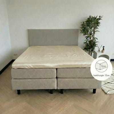 Kayori Saya Topper Hoeslaken Katoensatijn - 90x200cm - Matrasdikte 12cm - Luxe & Zacht - - Offwhite - 90x200 - Eenpersoons - - Offwhite