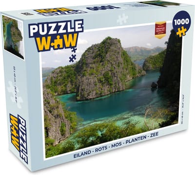 Puzzel Eiland - Rots - Mos - Planten - Zee - Legpuzzel - Puzzel 1000 stukjes volwassenen
