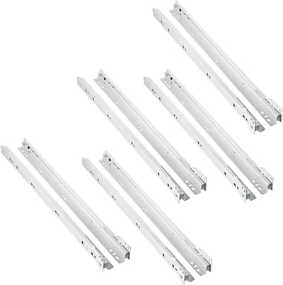 Metalen ladegeleiders met rollers, gedeeltelijke verlenging, 350 mm, 20 stuks voor eenvoudige lade-installatie