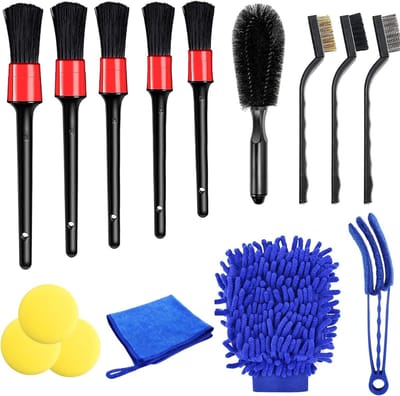 QIN® Autowasborstel - Auto Wassen - Autowasborstel Telescopisch - Autowasborstels - Zwart/Blauw - ‎32cm x 22cm x 6cm