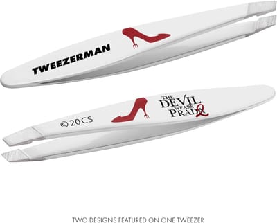 Tweezerman The Devil Wears Prada Mini Slant Tweezer - Luxe Mini Pincet met Schuine Punt - Professionele Precisiepincet voor Wenkbrauwen en Gezichtshaartjes