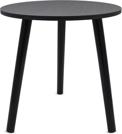 Ronde Houten Bijzettafel Zwart - Salontafel en Plantenstandaard - 41x40 cm