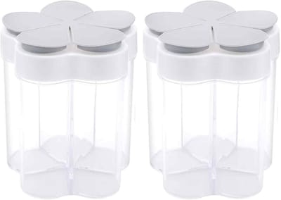 longziming -2x 5-in-1 Kruidenpot – Transparante Specerijencontainer van Hoogwaardig PP – Multifunctionele Keuken Kruidenhouder voor Zout, Peper, Suiker & Meer – 11x9 cm – Grijs