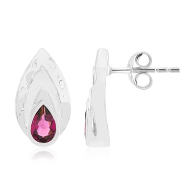 Cavill - 925 Sterling Zilver Oorbellen - 1,02 ct Mozambique Granaat - Druppelvormig - Elegant 15 mm - Palladium & Rhodium