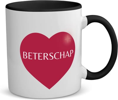 Akyol - beterschap hartje koffiemok - theemok - zwart - Beterschap - iemand die ziek is of iets gebroken heeft - ziek - koorts - snel beter worden - cadeau - beterschap cadeau - kado - gift - geschenk - 350 ML inhoud
