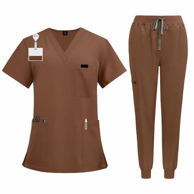 Dailygoods- Scrub Set V-hals - Korte Mouw Top - Elastische Manchet Broek - Vochtafvoerende Stof - Unisex - Gezondheidszorg Uniform - Medische Uniform