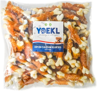 YOEKL Kip en Calcium Kluifjes - 900 Gram - Hondensnacks - Hondensnoepjes - Hondensnacks Gedroogd