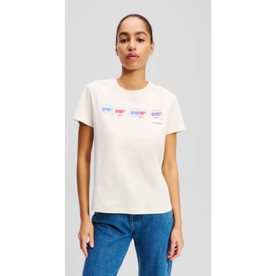 Karl Lagerfeld Ikon Colour Regular T-shirt Cannoli Cream Taglia: XS | Maglie Sportivi Outlet | Donna | Bianco