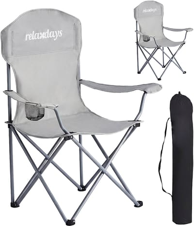 Campingstoel - 2 stuks - opvouwbaar - met bekerhouder - grijs