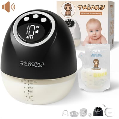 Twinky® Elektrische Borstkolf – Volledige Kolfset Incl. 5x Moedermelk Bewaarzakjes – Handsfree, Geluid- & pijnloos, BPA Vrij - Moedermelk Machine voor Baby’s