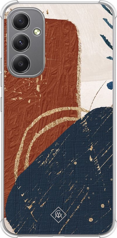 Casimoda® hoesje - Geschikt voor Samsung Galaxy A34 - Abstract Terracotta - Shockproof case - Extra sterk - TPU/polycarbonaat - Multi, Transparant