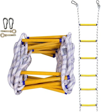 Noodgevallen Vluchtladder - Reddingsladder Touwladder - Veilig Vluchten - Hoge Sterkte Nylon - 10 Meter - Zwart