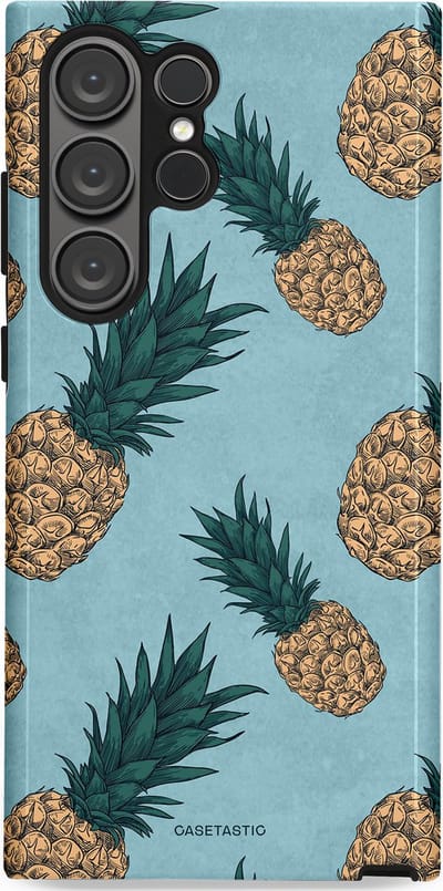 Casetastic Hoesje Geschikt voor Samsung S23 Ultra - Stijlvolle Beschermende Duo-layer Case - Tropische Ananas
