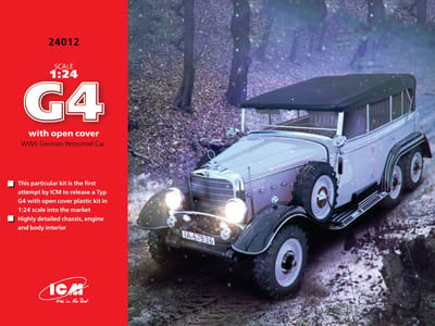ICM Modelbouwpakket Militaire voertuigen - 24012 Typ G4 with open cover, WWII German Personnel Car Plastic - 1:24 - Modelbouw