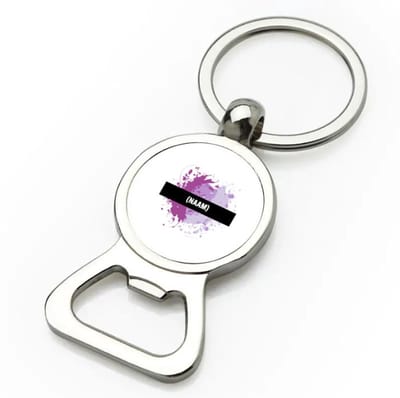 Akyol - paarse verfvlek met eigen naam flesopener - Kunst - kunstenaars/kunstenaressen - verjaardag - mensen die houden van verven - kunst liefhebbers - cadeau - kado - geschenk - gift - 9 bij 3 cm