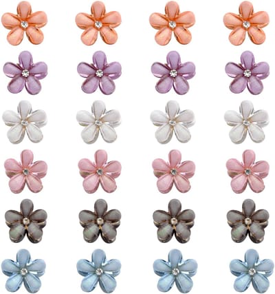 Dailygoods - Mini Haarspelden met Diamantbloemen - Schattige Haaraccessoires - Voor Dames en Meisjes - Perfect voor Feesten en Bruiloften - 24 Stuks -...