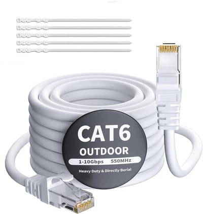 15 meter CAT 6 Ethernet kabel - Waterdicht voor buiten, 1,0 Gigabit, UTP, CCA, RJ45 LAN-patchkabel voor camera's en routers