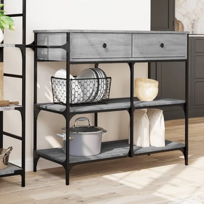 vidaXL - Keukentrolley - 105x42x95 - cm - bewerkt - hout - grijs - sonoma - eikenkleur