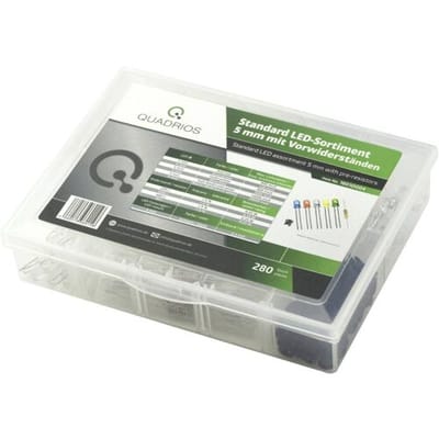 Quadrios LED-assortiment Rood, Groen, Geel, Blauw, Koud-wit, Warm-wit 5 mm 20 mA 3.0 V