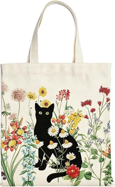 Katoenen tote bag met schattig kattenmotief, stijlvolle canvas tas voor dames, perfect cadeau voor kattenliefhebbers en vriendinnen