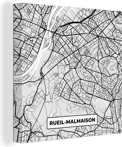 Canvas Schilderij Kaart - Stadskaart - Rueil-Malmaison - Plattegrond - Frankrijk - 20x20 cm - Wanddecoratie