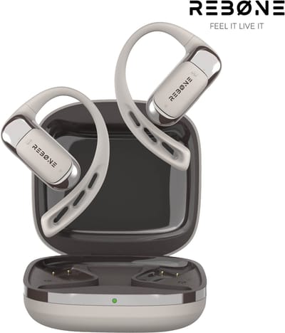 REBØNE® AERO Open Ear Oortjes - Sport Oordopjes - Hardloop Oortjes - Draadloze Koptelefoon - Bluetooth 6.0 - 30 uur batterij - USB C - IPX5 Waterdicht - Grijs