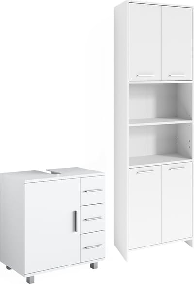Vicco Maris Badkamermeubelset – 2 stuks, met hoge unit en wastafelonderkast Wit