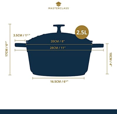 Lichtgewicht Braadpan - Stoofpan Gegoten Aluminium - Stoofvlees Maken - Kookplaat Oven Veilig - 2.5 Liter - Metallic Blauw