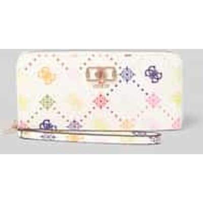 GUESS portemonnee Emelie Logo SLG Zip Around Card Case Bone Logo veelkleurig