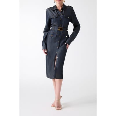 GUESS Carla Safari Ls Dres Dark Blue Size: 40 | Shirt Dresses Outlet | Dames | Blauw