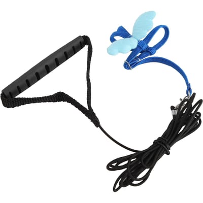 Harnais et Laisse Mignon pour Oiseau de Compagnie Extérieur Perroquets Entraînement au Vol Sangles en Corde RéglablesRose S S(for 2-4kg) bleu