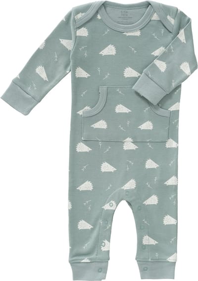 Fresk Pyjama voor Baby's – 3-6 m – Boxpakje zonder Voeten – Babypakje – Biologisch Katoen – Groen – Hedgehog