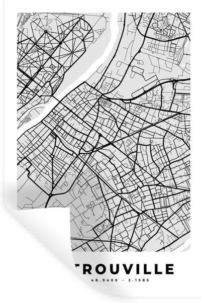 Muurstickers - Sticker Folie - Plattegrond - Kaart - Stadskaart - Frankrijk - Sartrouville - 20x30 cm - Plakfolie - Muurstickers Kinderkamer - Zelfklevend Behang - Zelfklevend behangpapier - Stickerfolie