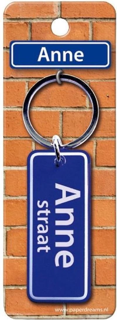 Paper Dreams Sleutelhanger Straatnaam Anne 9 Cm Staal Blauw