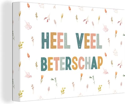 Canvas Schilderij Sterkte - Quotes - Bloemen - Pastel - 30x20 cm - Wanddecoratie