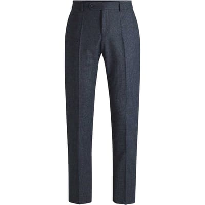 Boss Chino's met recht model en pied-de-poule-patroon voor heren (Donkerblauw)