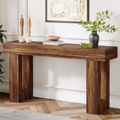 Tribesigns Consoletafel - Sidetable - Console - Haltafel - MDF - Bruin - Industrieel - 160 x 35 x 85 cm - Console Tafel voor Hal, Woonkamer, Entree