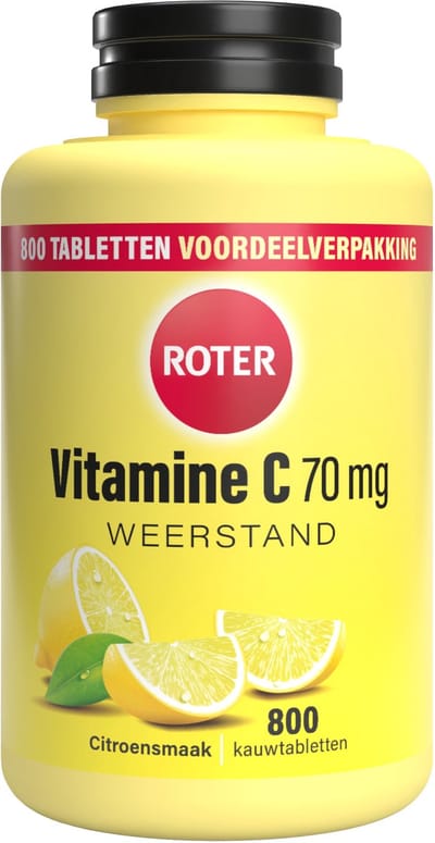 Roter Vitamine C 70mg - Vitamine C ondersteunt je weerstand - 800 kauwtabletten met citroensmaak