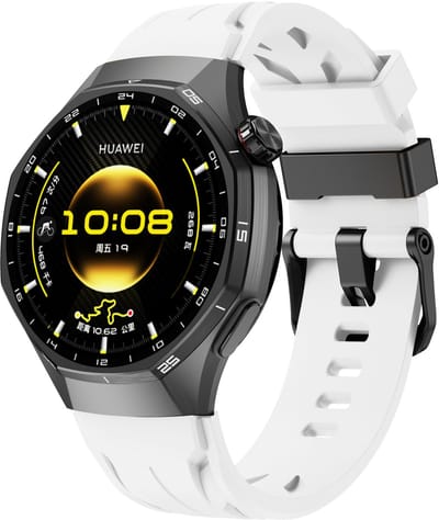 Stravo 20mm Siliconen Sportbandje – Sportief Racing Design – Geschikt voor Samsung Galaxy Watch 7 (40/44mm) / 6 (Classic) / 5 (Pro) / 4 (Classic) / FE – Voor Garmin Vivoactive 5 / Venu Sq 2 / Forerunner 245 / Vivomove – Wit