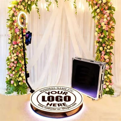 360 graden fotocabine, 360 graden fotocabine machine met flightcase verpakking, geschikt voor bruiloften, recepties en evenementen.