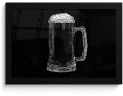 Poster in lijst - Fotolijst 30x20 cm - Posters - Bierpul - Schuim - Krijttekening - Posterlijst zwart - Decoratie - Wanddecoratie woonkamer - Muurdecoratie slaapkamer