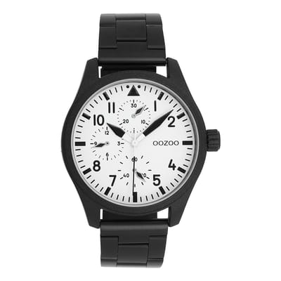 OOZOO Timepieces - Zwarte horloge met roestvrijstalen armband roestvrijstalen armband - C11508